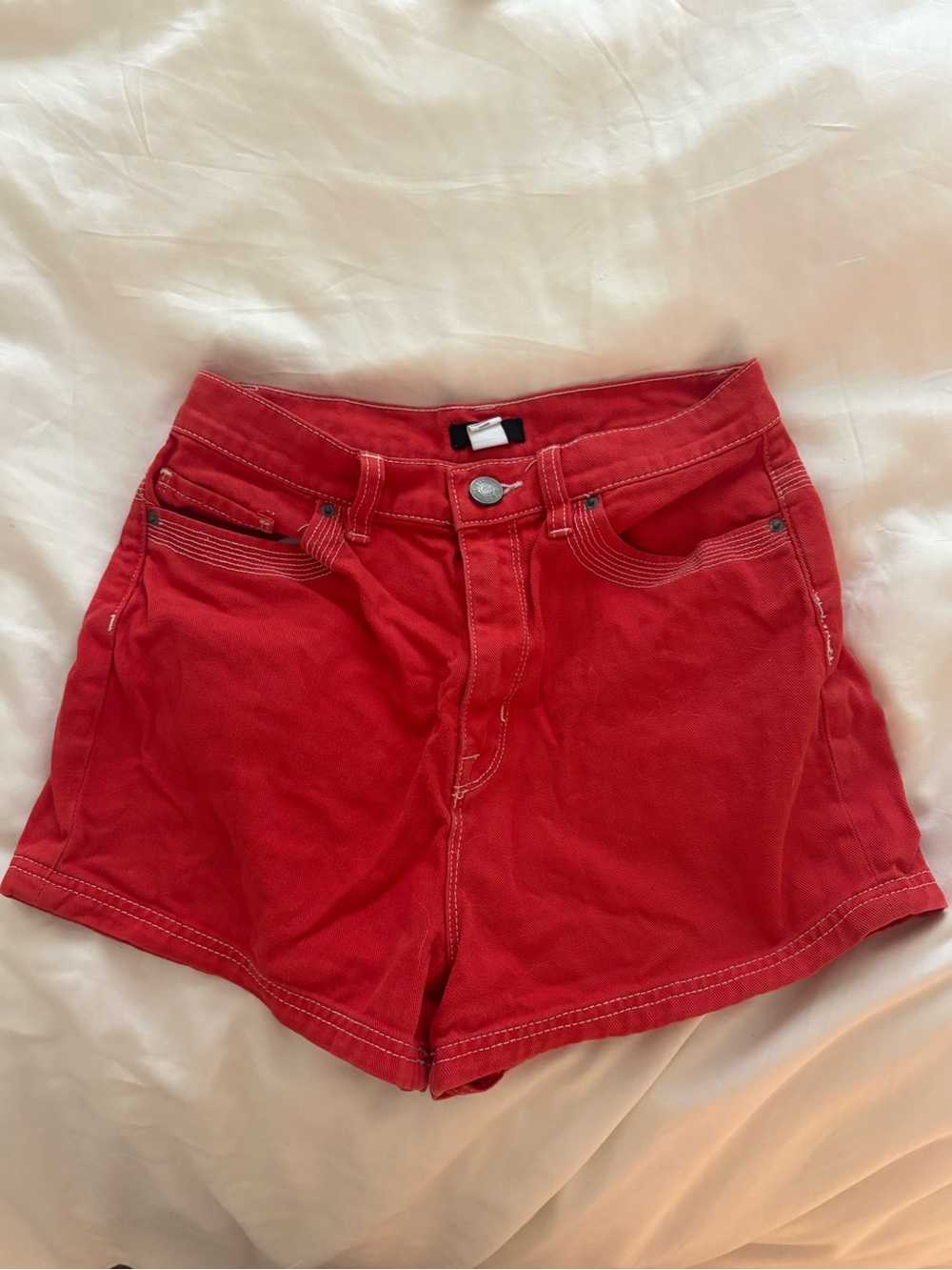 BDG Red High-Rise Denim Shorts